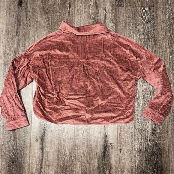 American Eagle AE Cropped Corduroy Trucker Jacket Mauve Pink Womens Medium - Picture 4 of 4